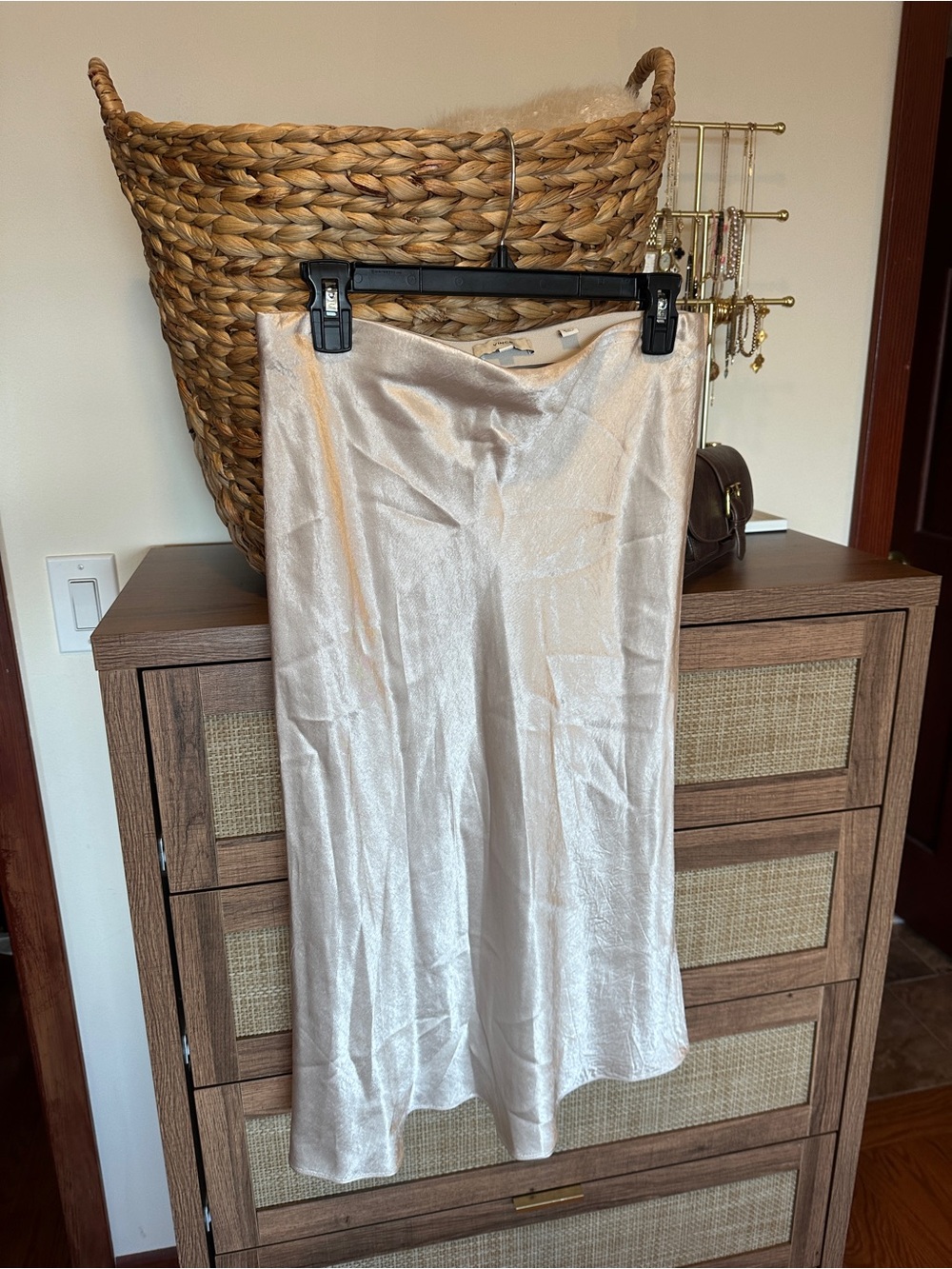 Vince Champagne Satin Bias Midi Skirt